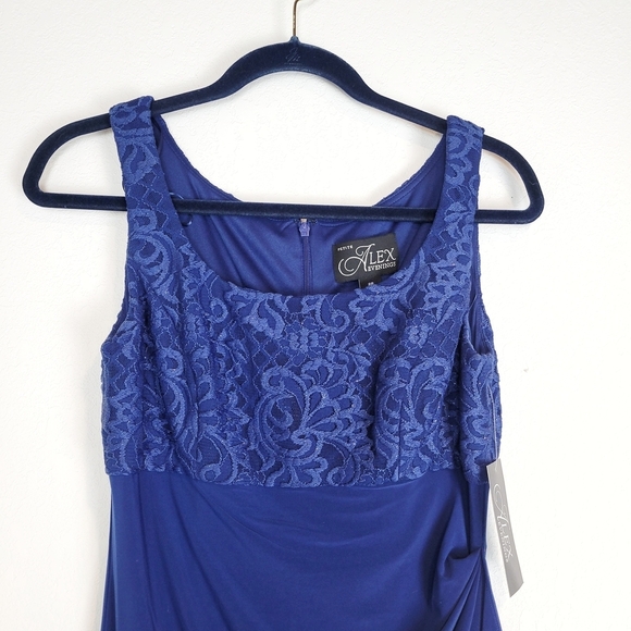 NWT Alex Evenings 2-Pc Lace Glitter Bolero Gown in Royal Blue Size 8 Petite - Picture 9 of 13